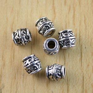 50Pcs Tibetan silver eyed barrel spacer beads H1252