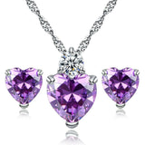 Fashion Jewelry set crystal Heart Shaped pendant +Stud Earring