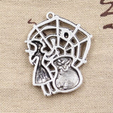 4pcs Charms Witch Refining Drugs Spider 38x30mm Antique Silver Color Pendants Making DIY Handmade Tibetan Silver Color Jewelry