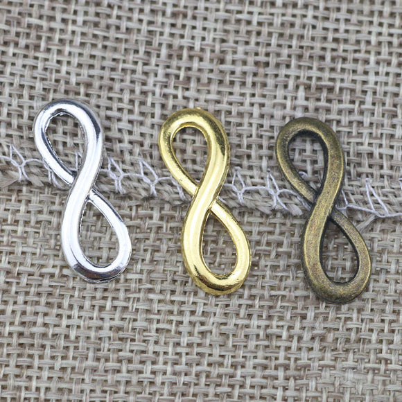 50 PCS/Lot 8.3mm*23.6mm Antique Silver plated Or Antique Bronze Diy Handmade Infinity Symbol Pendant Charms Lot