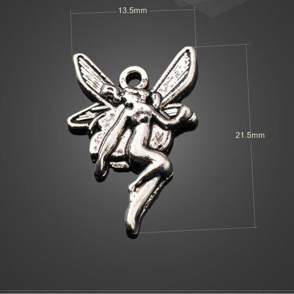 50 Pieces 13.5mm*21.5mm Jewelry Handmade Findings Antique Silver Plated Flying Angel Charm Diy Wholesale Charms