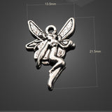 50 Pieces 13.5mm*21.5mm Jewelry Handmade Findings Antique Silver Plated Flying Angel Charm Diy Wholesale Charms