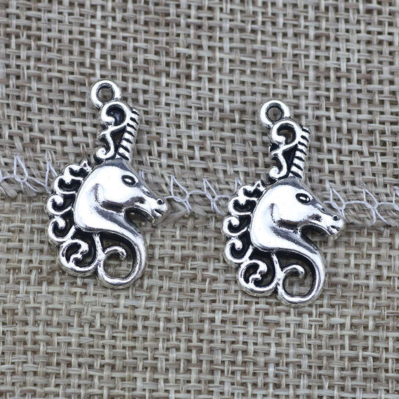 50 Pieces/Lot 15mm*24mm Alloy Antique Silver Plated Lucky Unicorn Charms  DIY Bracelet Jewelry
