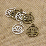 50 Pieces/Lot 20mm*24mm Antique Gold plated Antique Silver plated Antique Bronze Religious Flower Lotus Charms EF3677