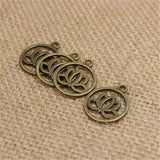 50 Pieces/Lot 20mm*24mm Antique Gold plated Antique Silver plated Antique Bronze Religious Flower Lotus Charms EF3677