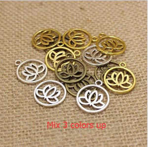 50 Pieces/Lot 20mm*24mm Antique Gold plated Antique Silver plated Antique Bronze Religious Flower Lotus Charms EF3677
