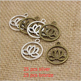 50 Pieces/Lot 20mm*24mm Antique Gold plated Antique Silver plated Antique Bronze Religious Flower Lotus Charms EF3677