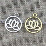 50 Pieces/Lot 20mm*24mm Antique Gold plated Antique Silver plated Antique Bronze Religious Flower Lotus Charms EF3677