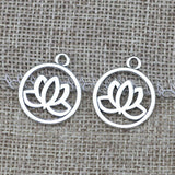 50 Pieces/Lot 20mm*24mm Antique Gold plated Antique Silver plated Antique Bronze Religious Flower Lotus Charms EF3677