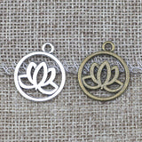 50 Pieces/Lot 20mm*24mm Antique Gold plated Antique Silver plated Antique Bronze Religious Flower Lotus Charms EF3677
