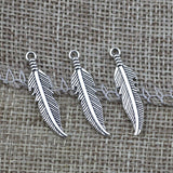 50 Pieces/Lot 7mm*27mm Antique Silver plated Or Antique Bronze Small Feather Charms Fit For Diy Jewelry Making