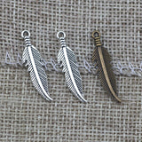 50 Pieces/Lot 7mm*27mm Antique Silver plated Or Antique Bronze Small Feather Charms Fit For Diy Jewelry Making