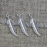 50 Pieces/Lot 7mm*27mm Antique Silver plated Or Antique Bronze Small Feather Charms Fit For Diy Jewelry Making