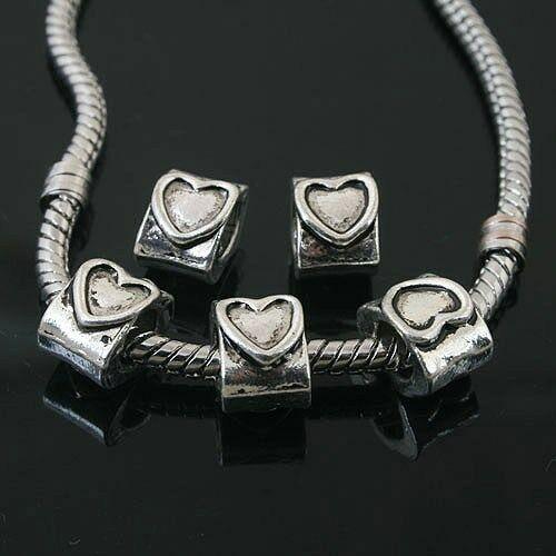 12pcs Tibetan Silver heart spacer Beads Fit European Bracelet l0124