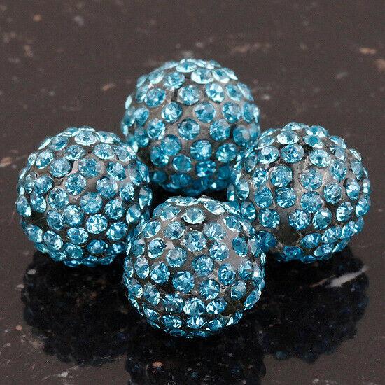 Round 10mm LAKEBLUE Rhinestones Alloy Spacer Bead gunblack color 4pc CA17