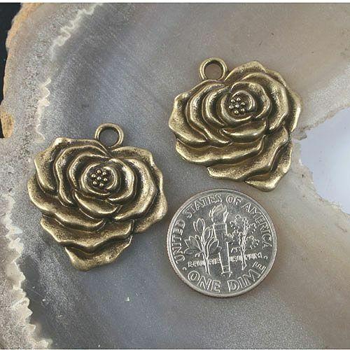 8pcs antiqued bronze flower pendant charm G1401