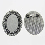 Lote de 2 cabujón ovalado de color plata tibetana de 25 x 35/25 x 18 mm, 30 x 40 mm y 13 x 18 mm, con diseño de broche.