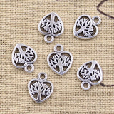 50pcs Charms Heart Tree 12x10mm Antique Silver Color Pendants DIY Crafts Making Findings Handmade Tibetan Jewelry h0552