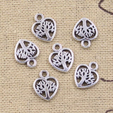 50pcs Charms Heart Tree 12x10mm Antique Silver Color Pendants DIY Crafts Making Findings Handmade Tibetan Jewelry h0552