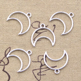 50pcs Charms Hollow Moon 19x19mm Antique Silver Color Pendants DIY Crafts Making Findings Handmade Tibetan Jewelry