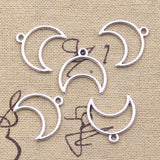 50pcs Charms Hollow Moon 19x19mm Antique Silver Color Pendants DIY Crafts Making Findings Handmade Tibetan Jewelry