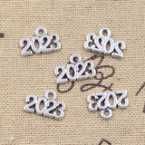 50pcs Charms Letter 2023 2022 Year 13x9mm Antique Silver Color Pendants DIY Making Findings Handmade Tibetan Jewelry