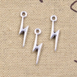 50pcs Charms Lightning Flash 20x5mm Antique Silver Color Pendants EF3653