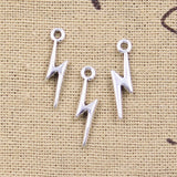 50pcs Charms Lightning Flash 20x5mm Antique Silver Color Pendants EF3653