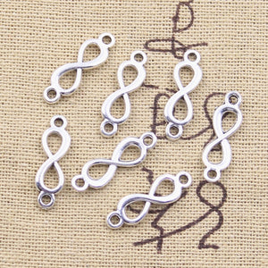 50pcs Charms Link Infinity Symbol Connection 20x6mm Antique Silver Color Pendants EF3628
