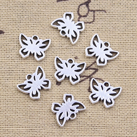 50pcs Charms Lovely Butterfly 10x12mm Antique Silver Color Pendants DIY Crafts Making Findings Handmade Tibetan Jewelry