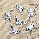 50pcs Charms Lovely Butterfly 10x15mm Antique Silver Color Pendants DIY Crafts Making Findings Handmade Tibetan Jewelry