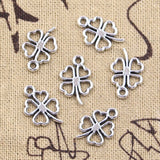 50pcs Charms Lucky Irish Four Leaf Clover 17x11mm Antique Silver Color Pendants DIY Making Findings Handmade Tibetan Jewelry
