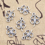 50pcs Charms Lucky Irish Four Leaf Clover 17x11mm Antique Silver Color Pendants DIY Making Findings Handmade Tibetan Jewelry