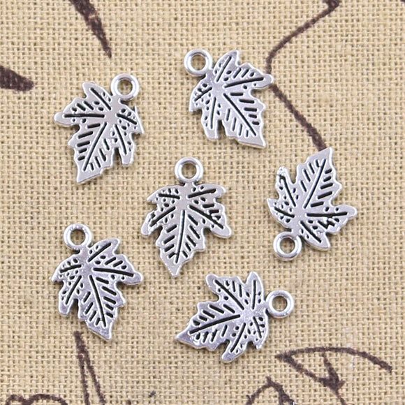 50pcs Charms Maple Leaf Leaves 15x12mm Antique Silver Color Pendants DIY Crafts Making Findings Handmade Tibetan Jewelry