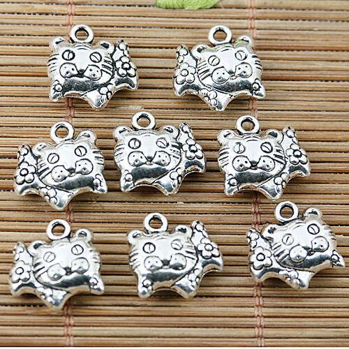 6pcs Tibetan silver color flowers baby tiger charms EF1811