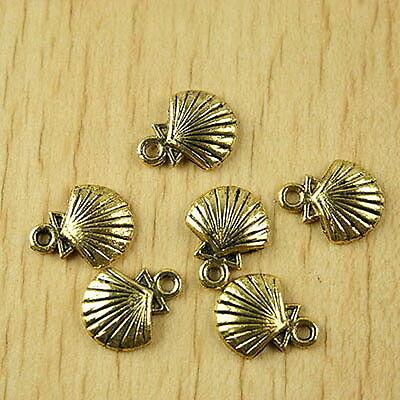 40pcs dark gold-tone shell charms findings h2027