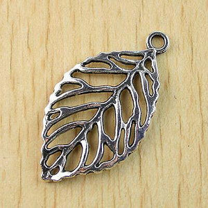 8Pcs Tibetan silver leaf charms findings H0956