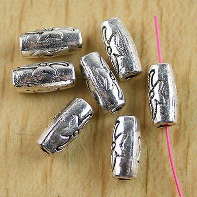 22pcs Tibetan silver tone 2sided crafted tube shaped spacer beads H0137