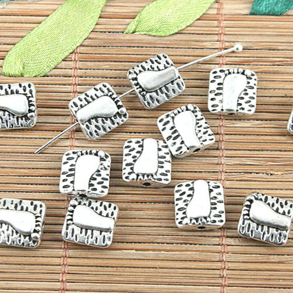 17pcs tibetan silver two-side footprint beads H0860
