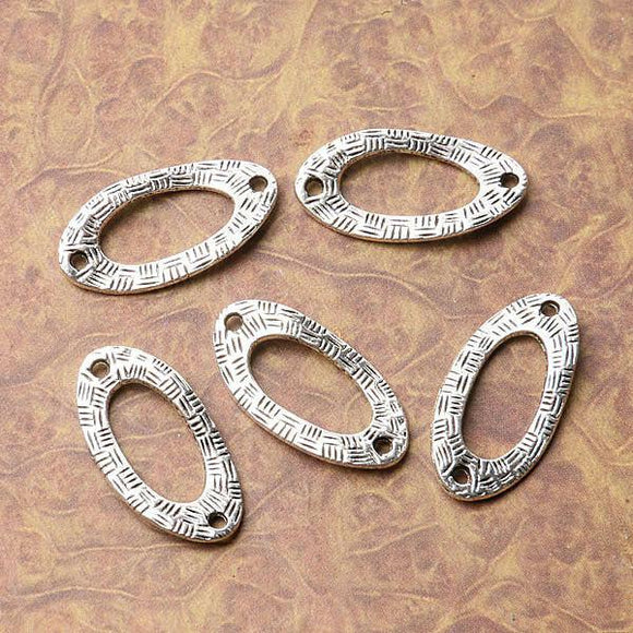 Tibetan silver plated oval shape 2 holes connectors 50pcs  EF3520