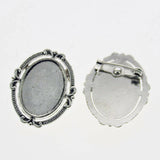 Lote de 2 cabujón ovalado de color plata tibetana de 25 x 35/25 x 18 mm, 30 x 40 mm y 13 x 18 mm, con diseño de broche.