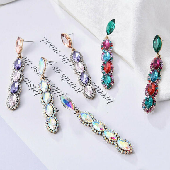 Fashion Jewelry Stud Earring Colorfull Diamond Long Earring