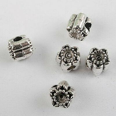 8pcs dark silver-tone flower bead fit bracelet 1648