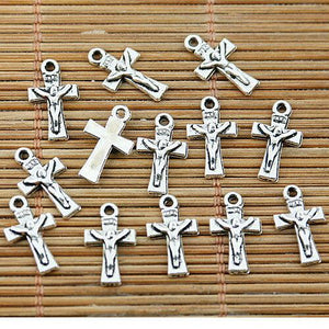 40pcs Tibetan silver little crucifix charms EF1649