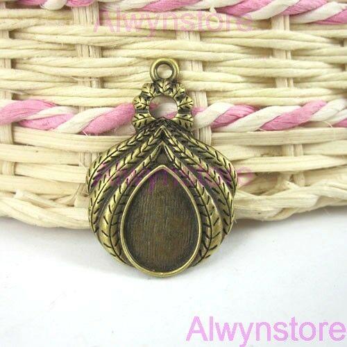 6pcs antiqued bronze color tear-shape 14x10mm cabochon settings  G86
