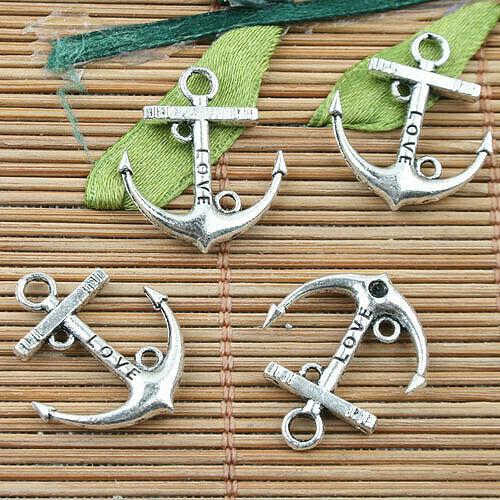 Tibetan Silver color love anchor  design charms 20pcs EF0011