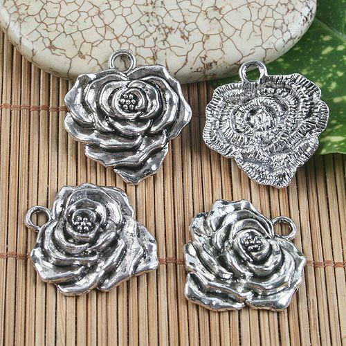 8pcs tibetan  silver flower pendant charm G1110