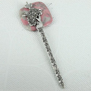 1pcs Tibetan Silver 132mm long 2sided flowers hair pin design EF0942