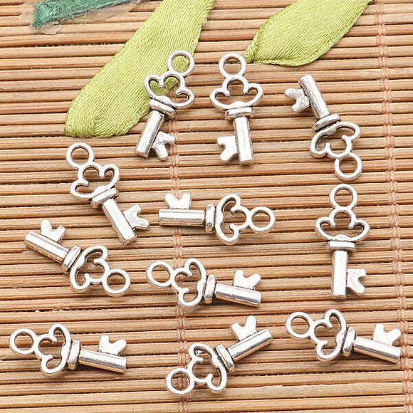 50pcs tibetan silver color crafted little key design  charms H3992