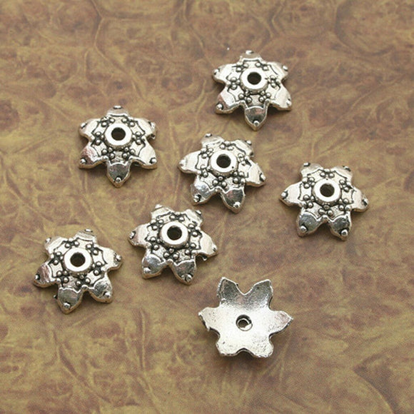 60pcs Tibetan silver flower bead cap findings X0158